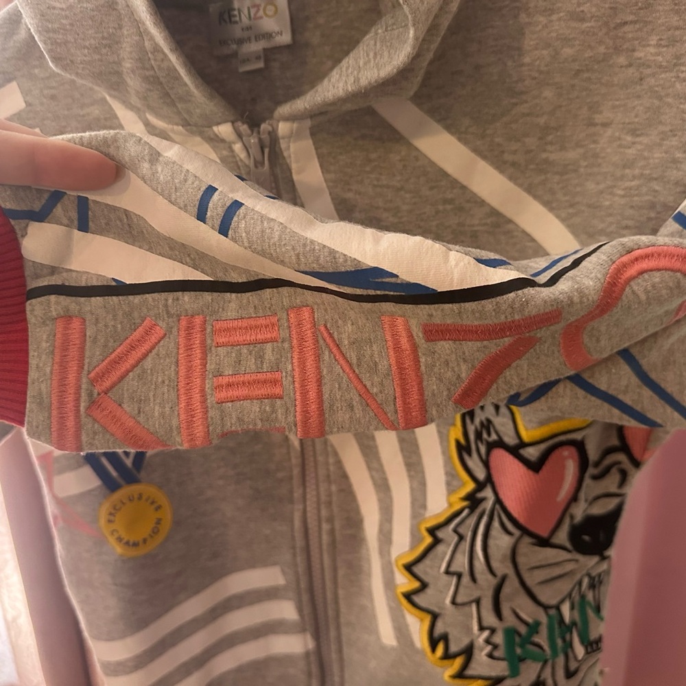 Kenzo Gray Zip-Up with Colorful Embroidery - Picture 4 of 16